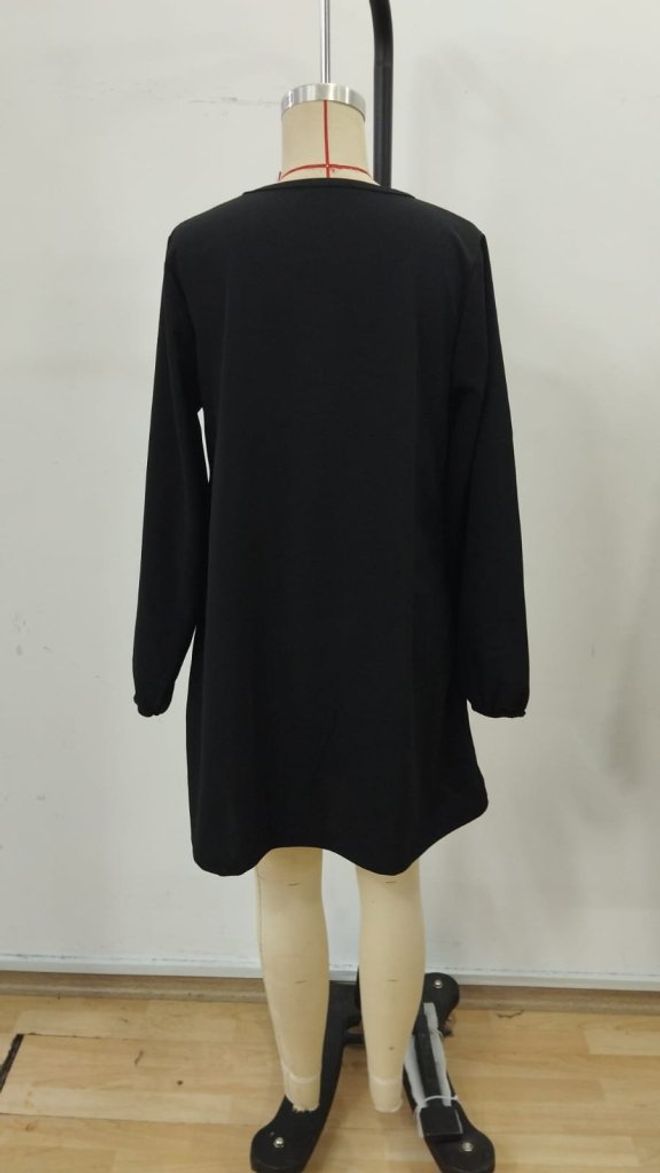 Janes Черное Мини Сдвигающееся Платье С Длинными Рукавами баллон Оптовая продажа одежды Повседневный