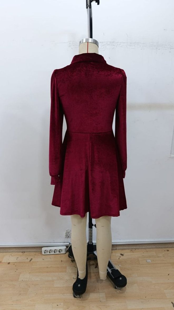 Janes Мини платье Бордового Цвета С Расклешенным Кроем Оптовая продажа одежды Сексуальный