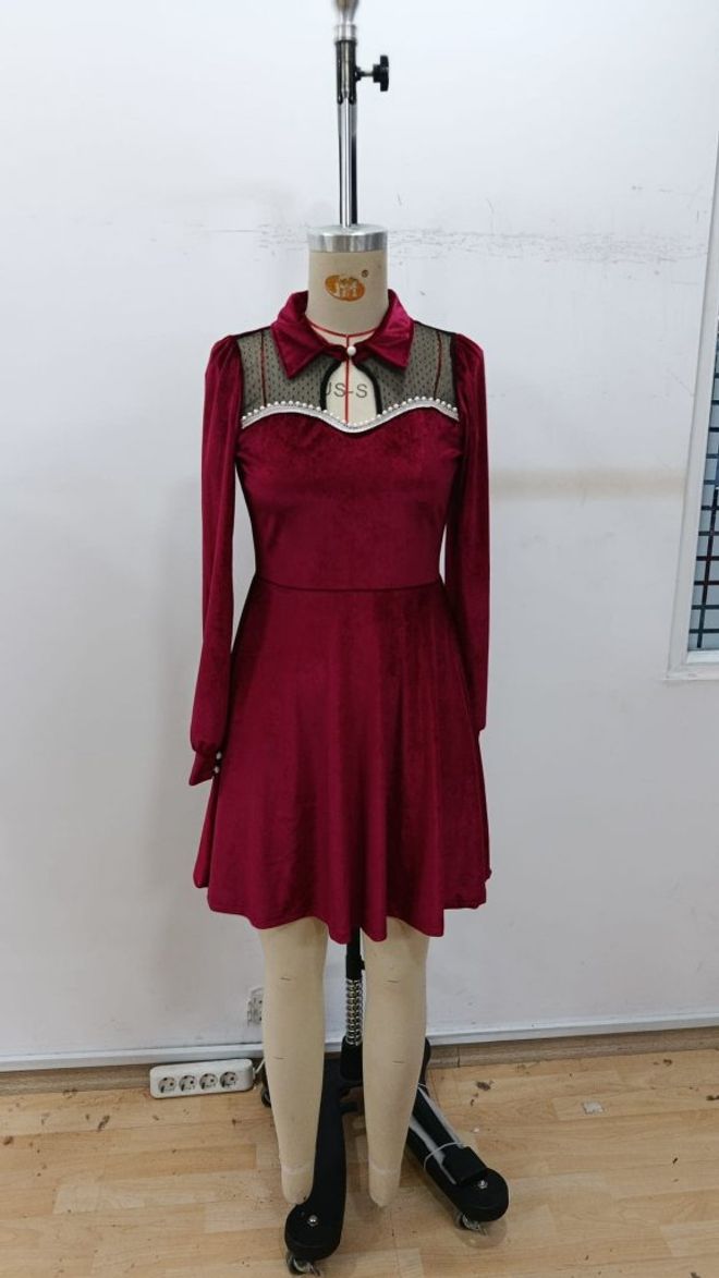 Janes Мини платье Бордового Цвета С Расклешенным Кроем Оптовая продажа одежды Весна