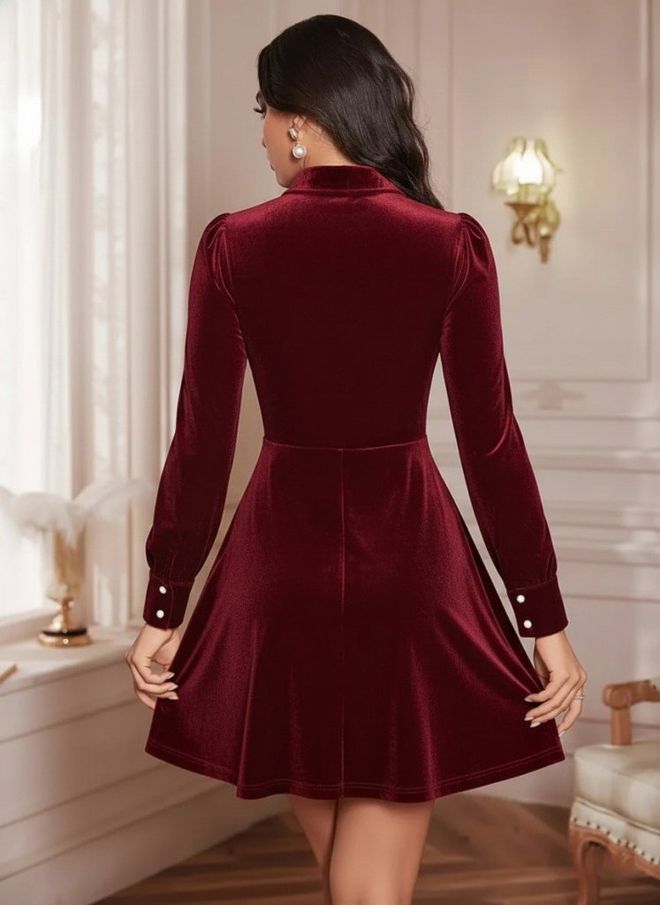 Janes Мини платье Бордового Цвета С Расклешенным Кроем Оптовая продажа одежды Работа