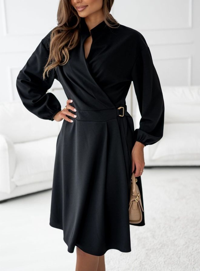 Janes Черное Элегантное Формальное Платье С Запахом И Шаловым Воротником Оптовая продажа одежды 1