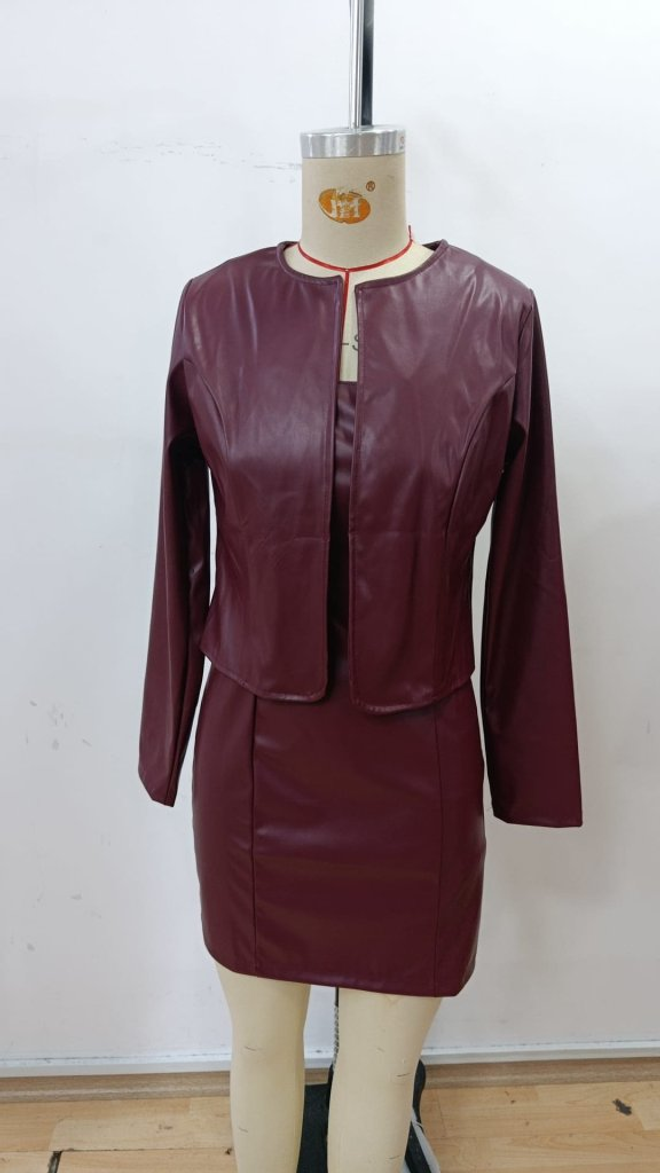 Janes Set Bordo Crvena Uski Kroj Olovka Mini Suknja Veleprodaja odjeće Proljeće