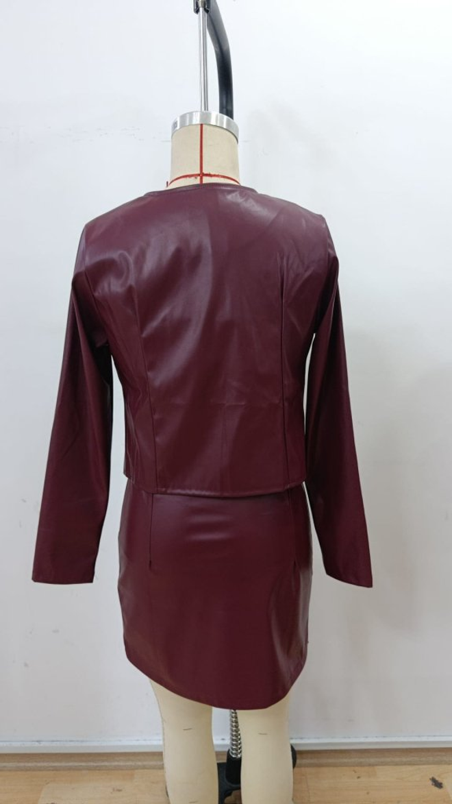 Janes Set Bordo Crvena Uski Kroj Olovka Mini Suknja Veleprodaja odjeće Formalni