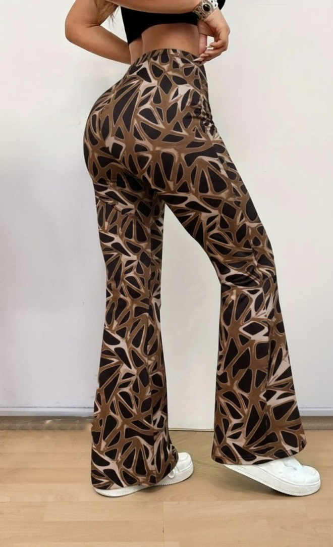 Janes Браон Панталоне Са Високим Струком И Раширеним Ногавицама Боотцут Велепродаја одеће Неформалан