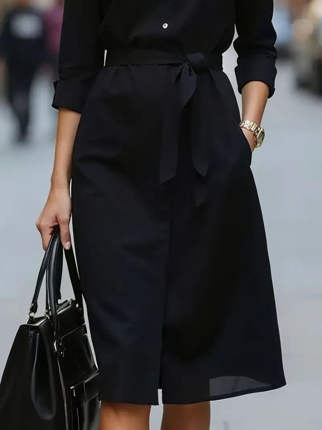 Janes Siyah Resmi Zarif Gömlek Elbise Toptan Giyim İş