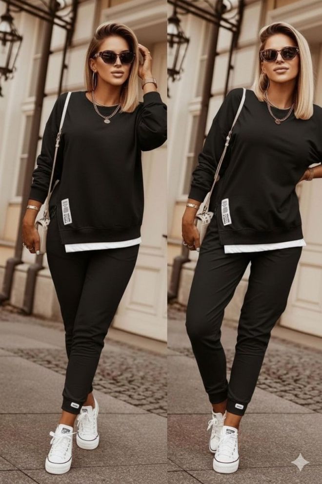 Janes Поставил Черный Повседневный Спорт Уличная Одежда Оптовая продажа одежды Повседневный