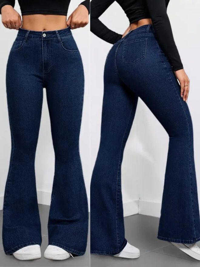 Janes Blau Lässig Streetwear Bootcut Hose Großhandelskleidung Lässig