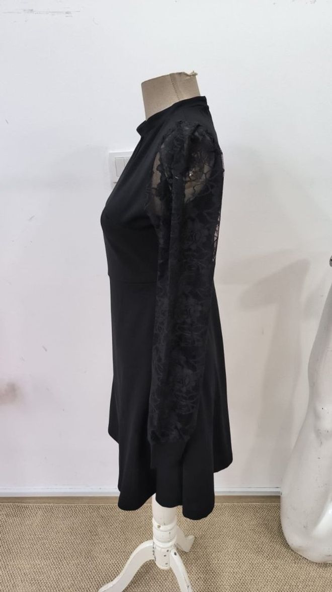 Janes Vestido Preto Elegante Fit And Flare Mini Roupas por atacado Elegante