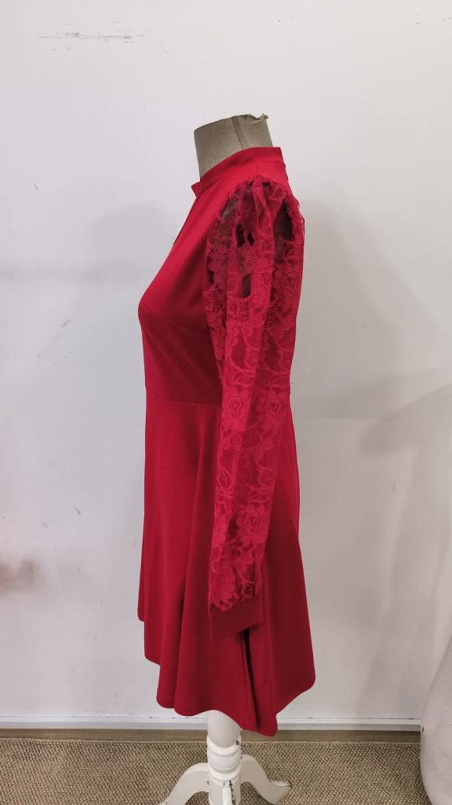 Janes Vestido Vermelho Elegante Fit And Flare Mini Roupas por atacado Formal