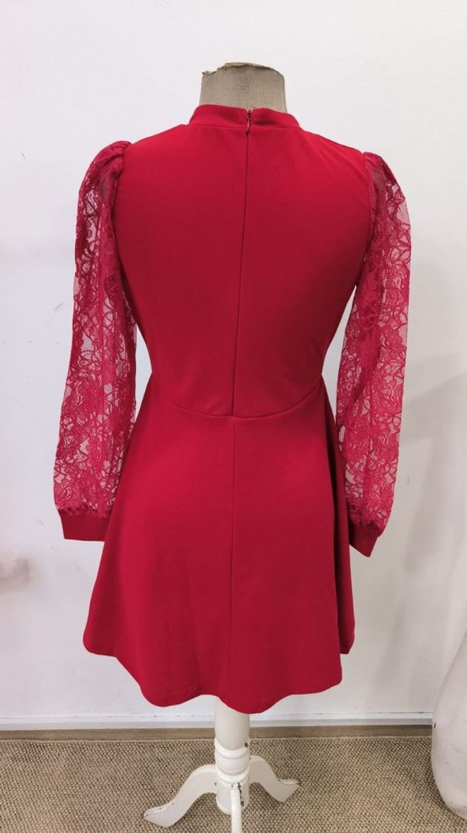 Janes Vestido Vermelho Elegante Fit And Flare Mini Roupas por atacado 5