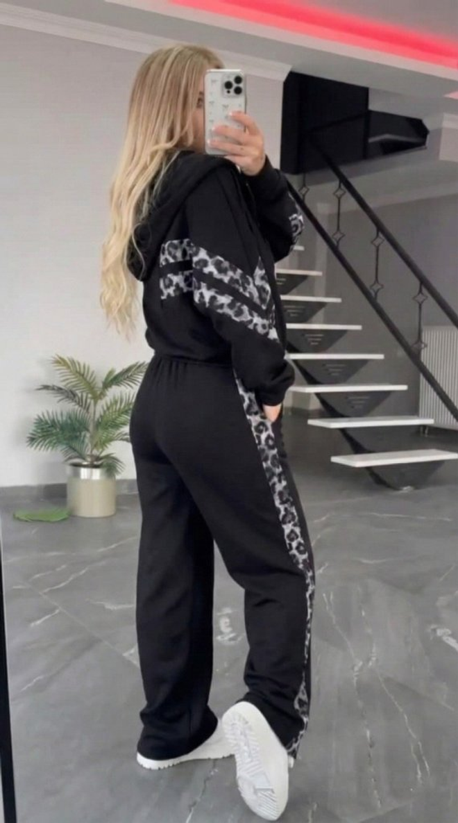 Janes Black Casual Sport Streetwear Set Wholesale Clothing Casual