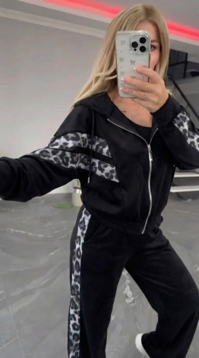 Janes Black Casual Sport Streetwear Set Wholesale Clothing 1