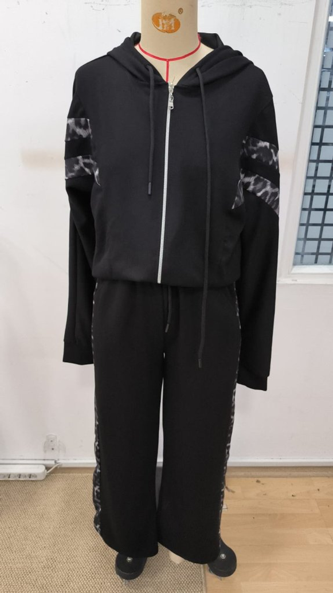 Janes Black Casual Sport Streetwear Set Wholesale Clothing Sport