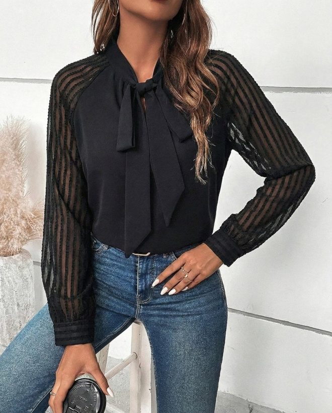 Janes Elegant Black Blouse With Polo Neck And Raglan Sleeves Wholesale Clothing Casual