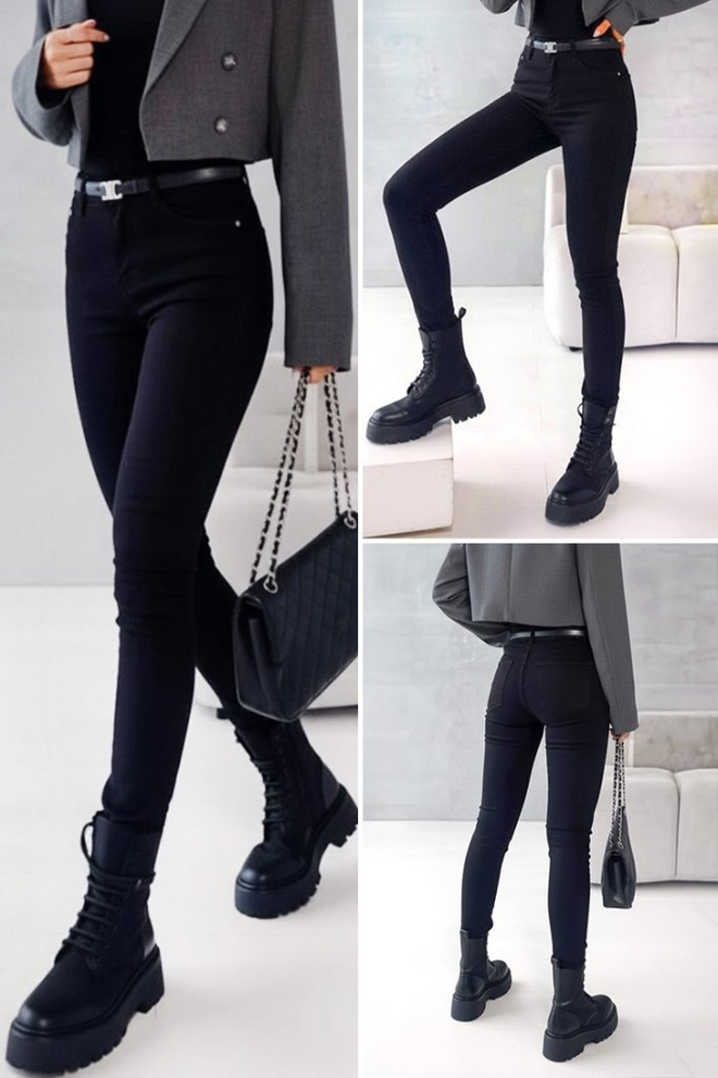 Janes Schwarze Tregging Hose Mit Hoher Taille Großhandelskleidung Lässig