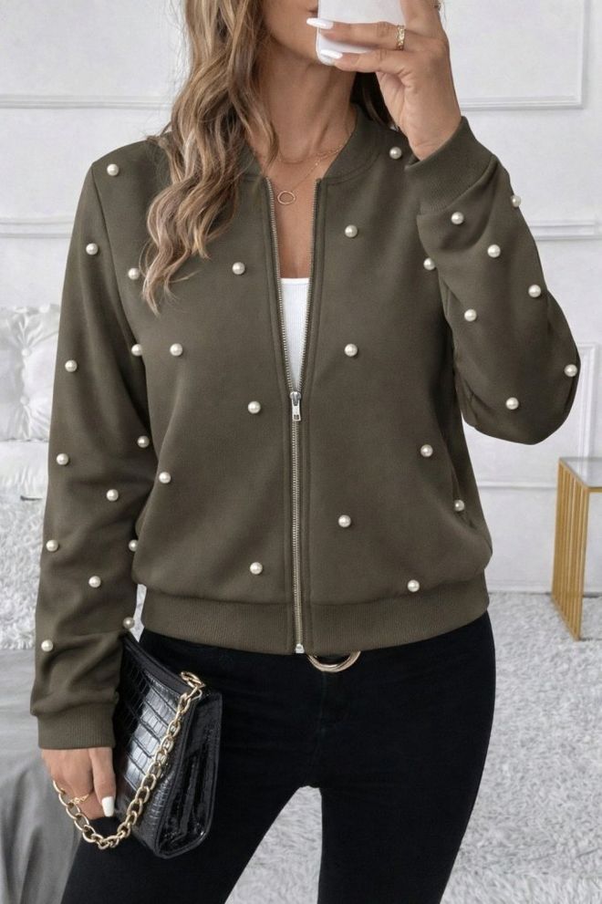 Janes Giacca Bomber Verde Con Colletto A Fascia Abbigliamento all'ingrosso Casuale