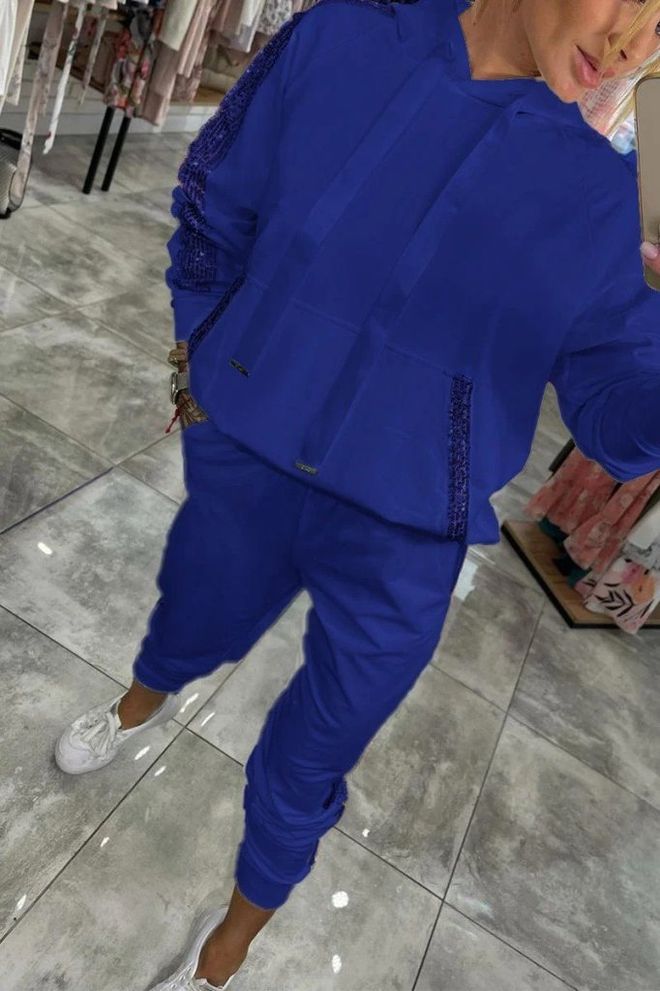 Janes Traje Casual Azul Glam Con Detalle De Lentejuelas Ropa al por mayor Casual