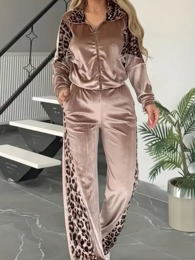 Janes Traje Marrón Casual Streetwear Con Estampado Animal Ropa al por mayor Casual