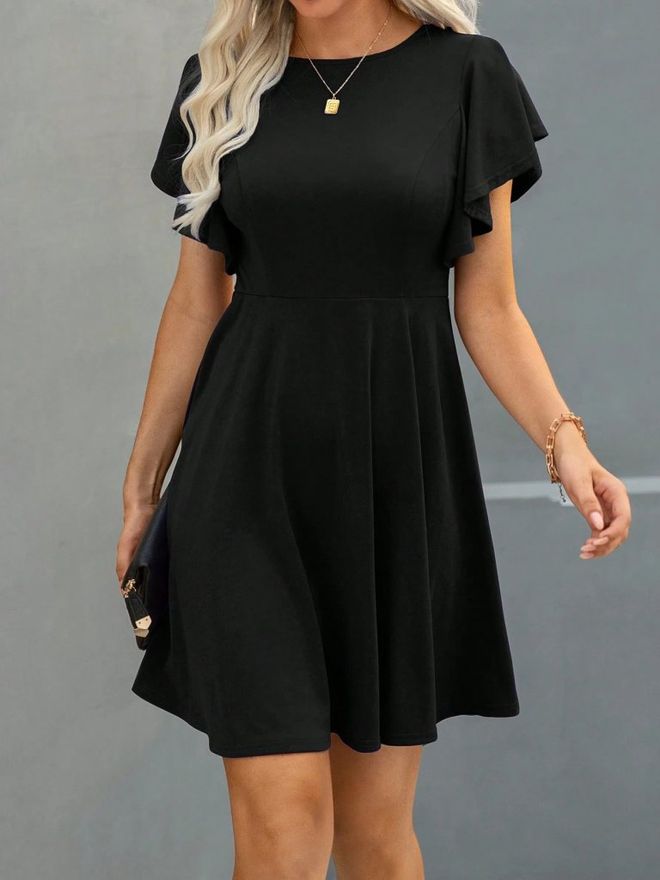 Janes Czarna Elegancka Sukienka Fit And Flare Mini Hurtowa sprzedaż odzieży Casual