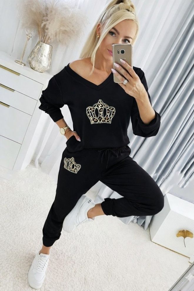 Janes Set Nero Casual Sportivo Abbigliamento all'ingrosso Casuale