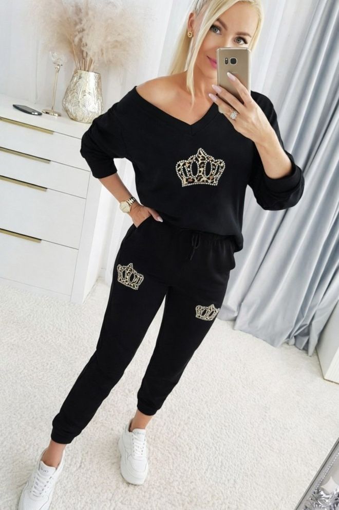 Janes Conjunto Negro Casual Deporte Ropa al por mayor 1