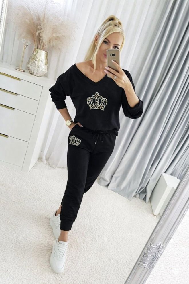 Janes Conjunto Negro Casual Deporte Ropa al por mayor Salón