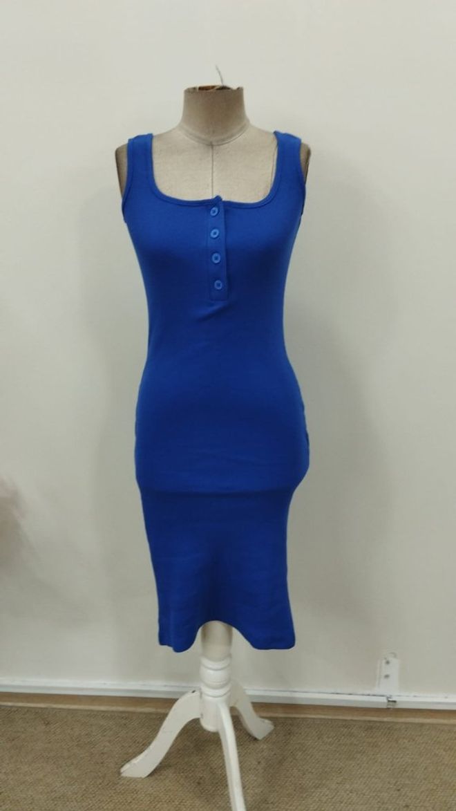 Janes Vestido Bodycon Azul Sin Mangas Midi Ropa al por mayor Verano