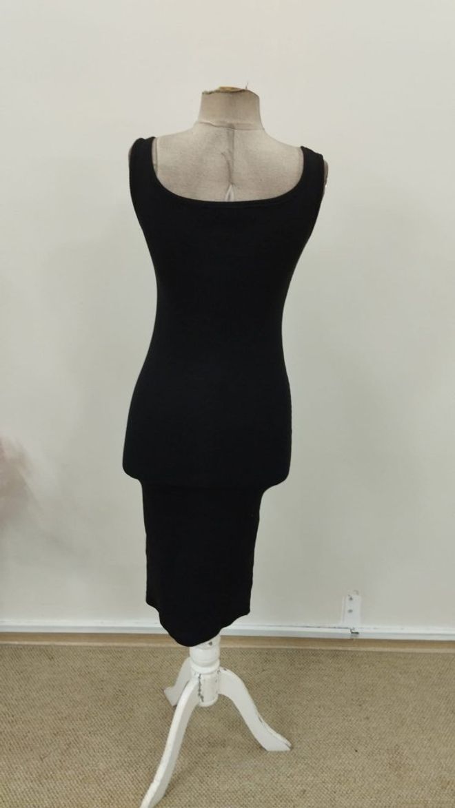 Janes Vestido Bodycon Midi Negro Con Cuello Redondo Ropa al por mayor Verano