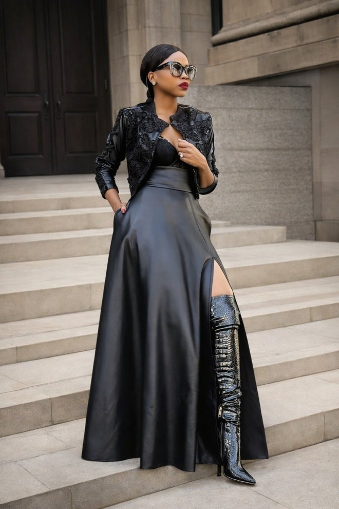 Janes Čierna Sexy Elegantný Glam Formálny S Rozparkom Maxi Vysoký Pás Sukňa Veľkoobchod s oblečením Sexy