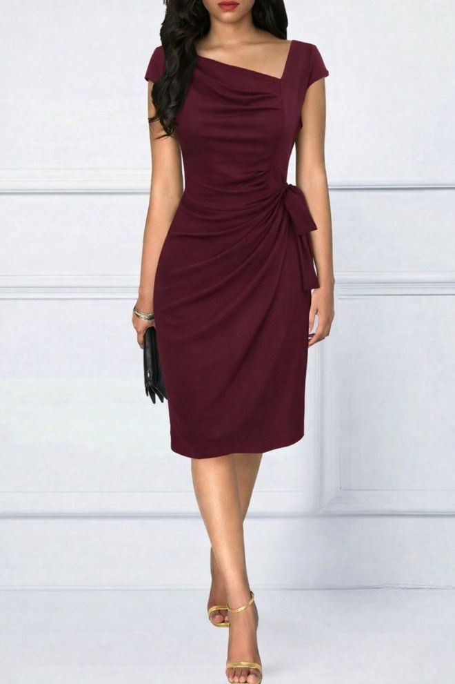 Janes Bordowa Czerwień Elegancki Formalny Płaszcz Sukienka Hurtowa sprzedaż odzieży Formalny