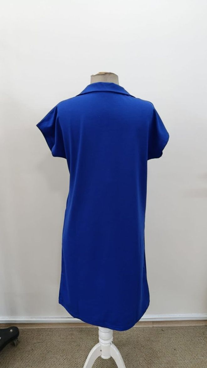 Janes Modré Neformálne Športové Shift Šaty S Vrúbkovaným Golierom Veľkoobchod s oblečením Športový