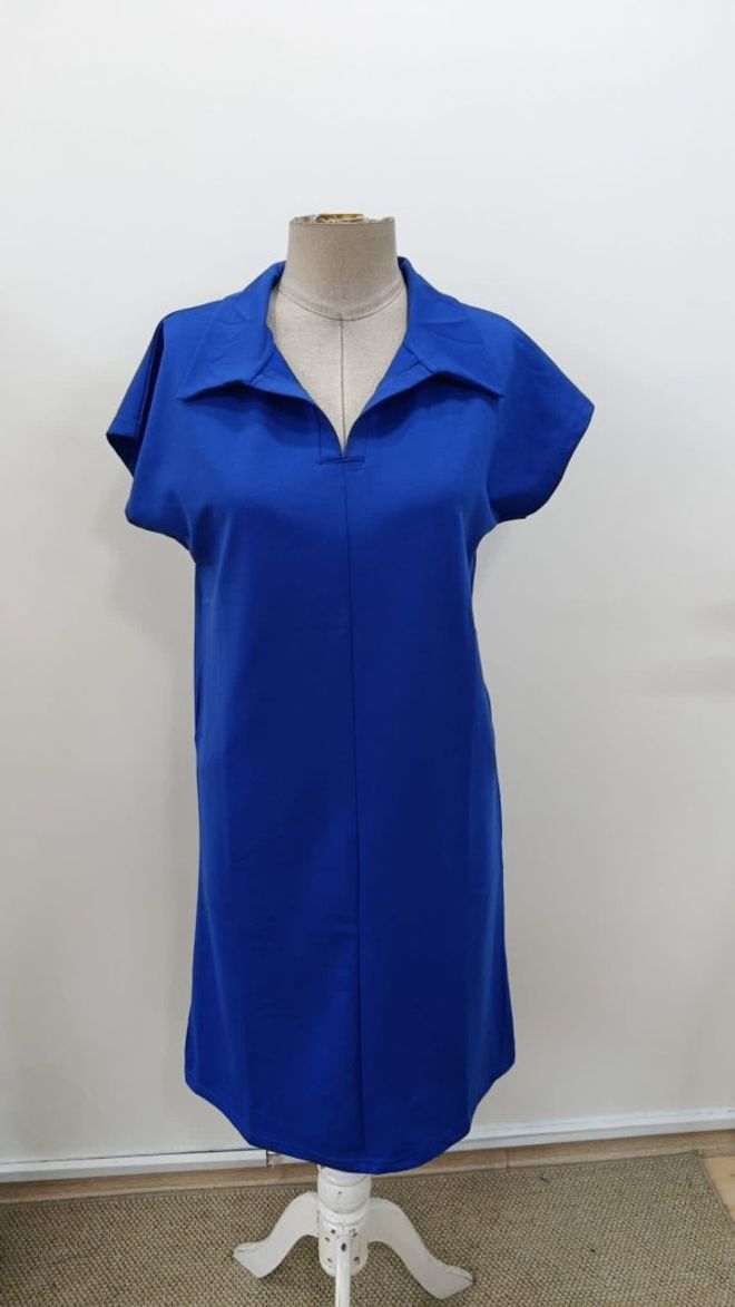 Janes Modré Neformálne Športové Shift Šaty S Vrúbkovaným Golierom Veľkoobchod s oblečením Jar