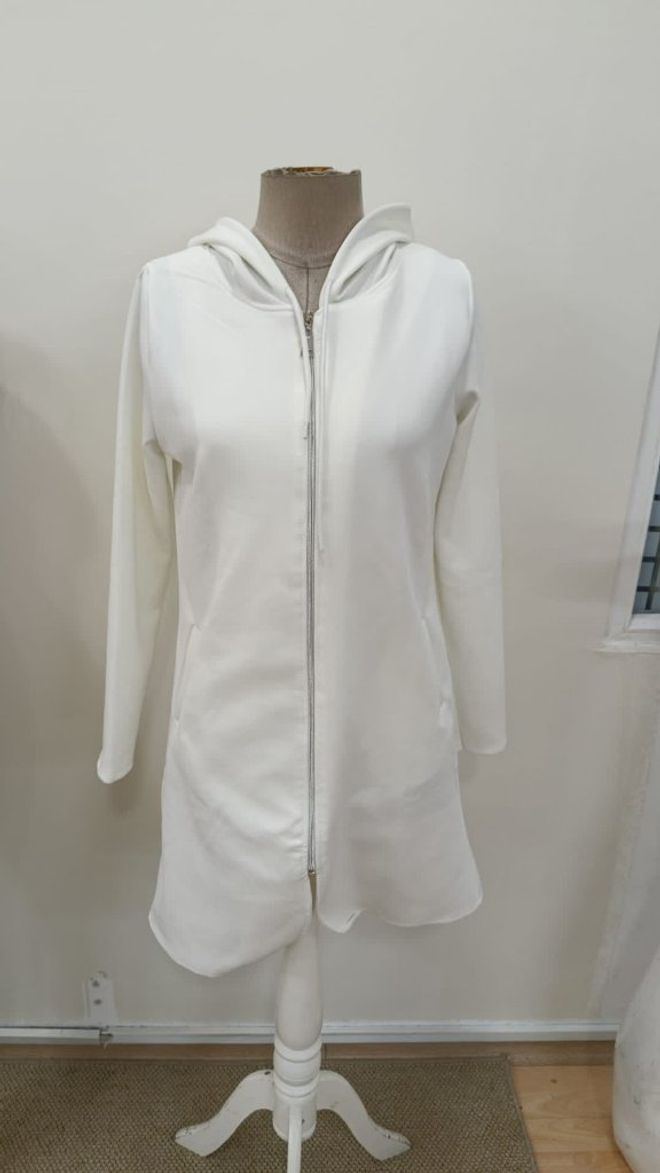 Janes Бяло Яке С Качулка И Цип Дрехи на едро 5