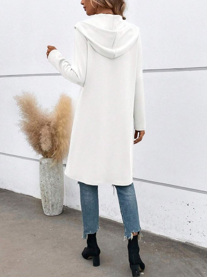 Janes Бяло Яке С Качулка И Цип Дрехи на едро Пролет