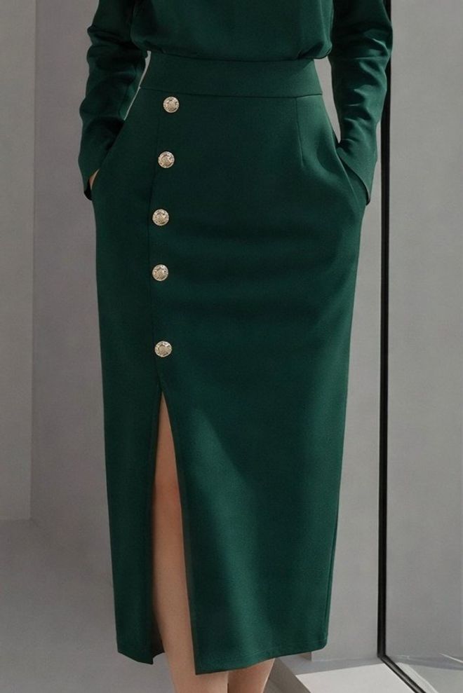 Janes Vestido Elegante Verde Bainha Com Mangas Compridas Roupas por atacado 1