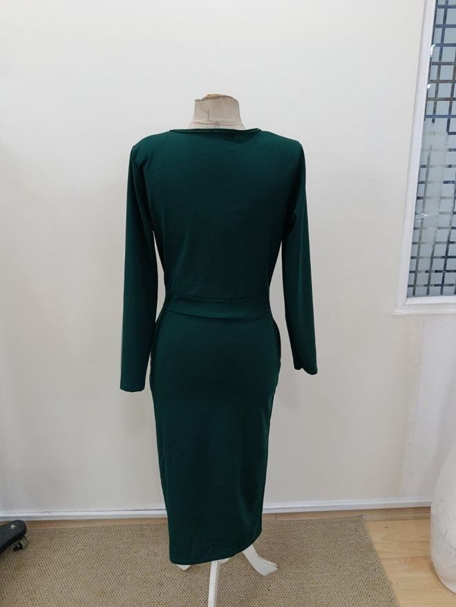 Janes Vestido Elegante Verde Bainha Com Mangas Compridas Roupas por atacado 5