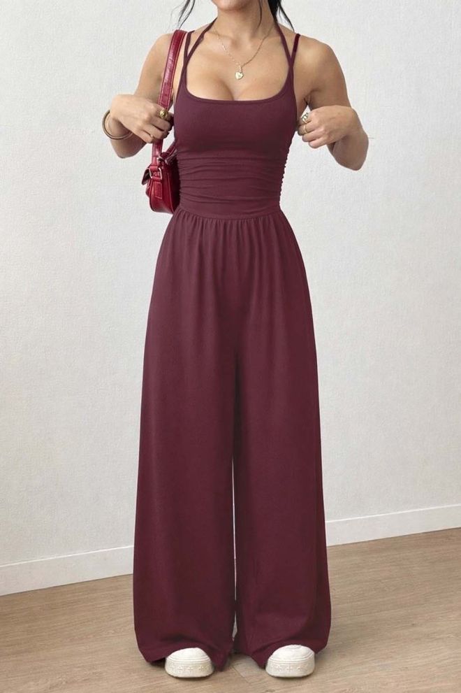 Janes Kombinezonas Tamsiai Raudonas Be Rankovių Aptemptas Didmeninė prekyba drabužiais Kokteilinė