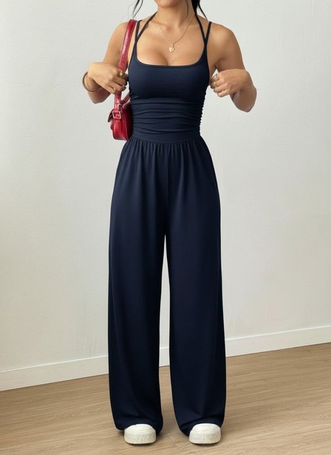 Janes Tamsiai Mėlynas Cami Slim Fit Kombinezonas Didmeninė prekyba drabužiais Kokteilinė