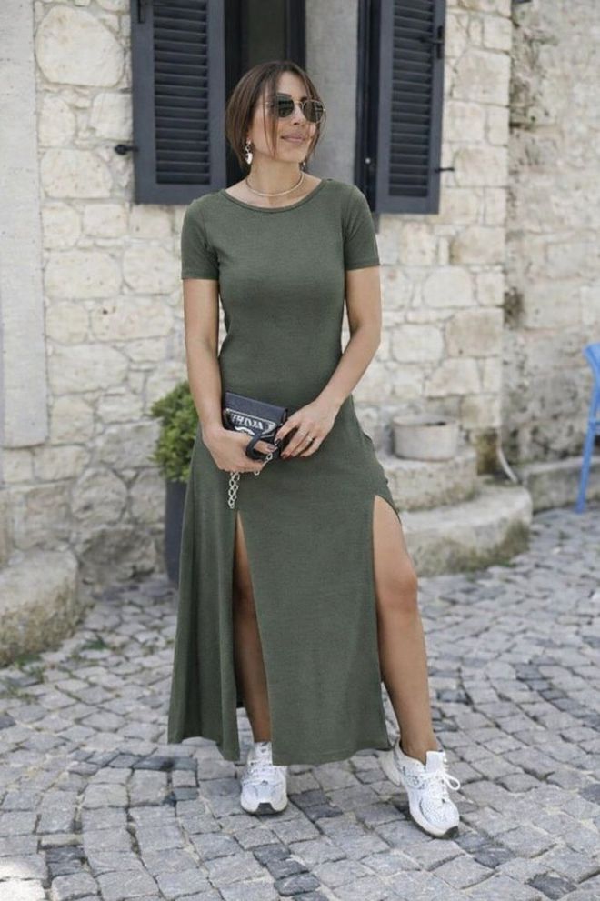 Janes Green Casual Sexy Sheath Maxi Dress Wholesale Clothing Casual