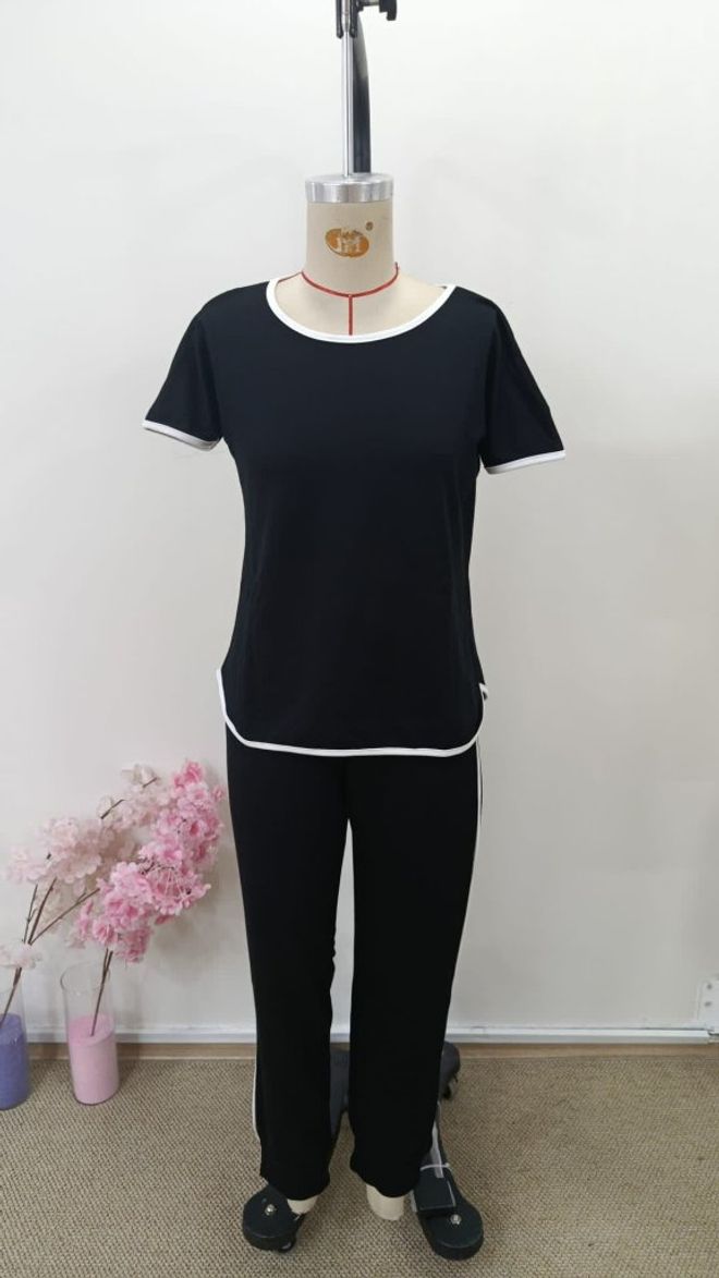 Janes Black Casual Sport Suit With Jogger Pants Wholesale Clothing Sport
