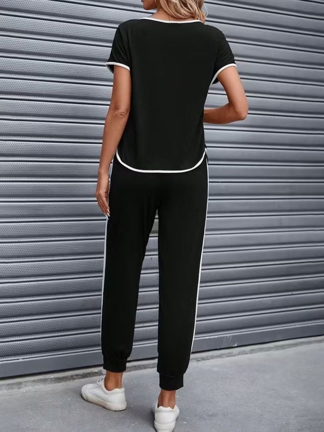 Janes Black Casual Sport Suit With Jogger Pants Wholesale Clothing Spring