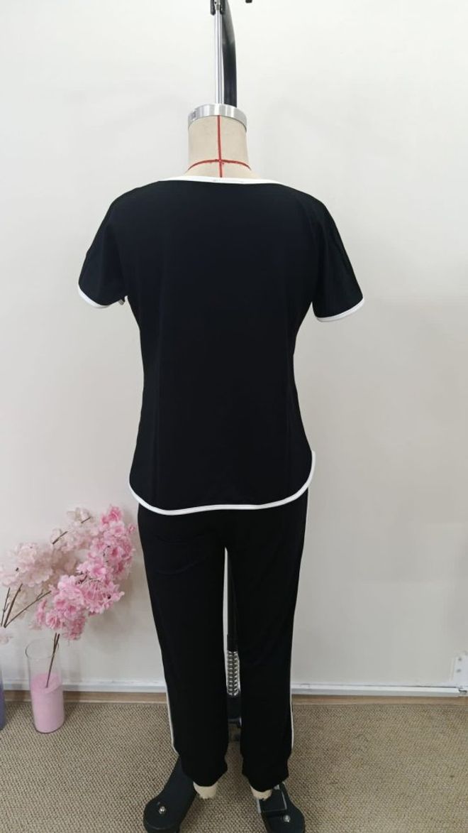 Janes Black Casual Sport Suit With Jogger Pants Wholesale Clothing Work