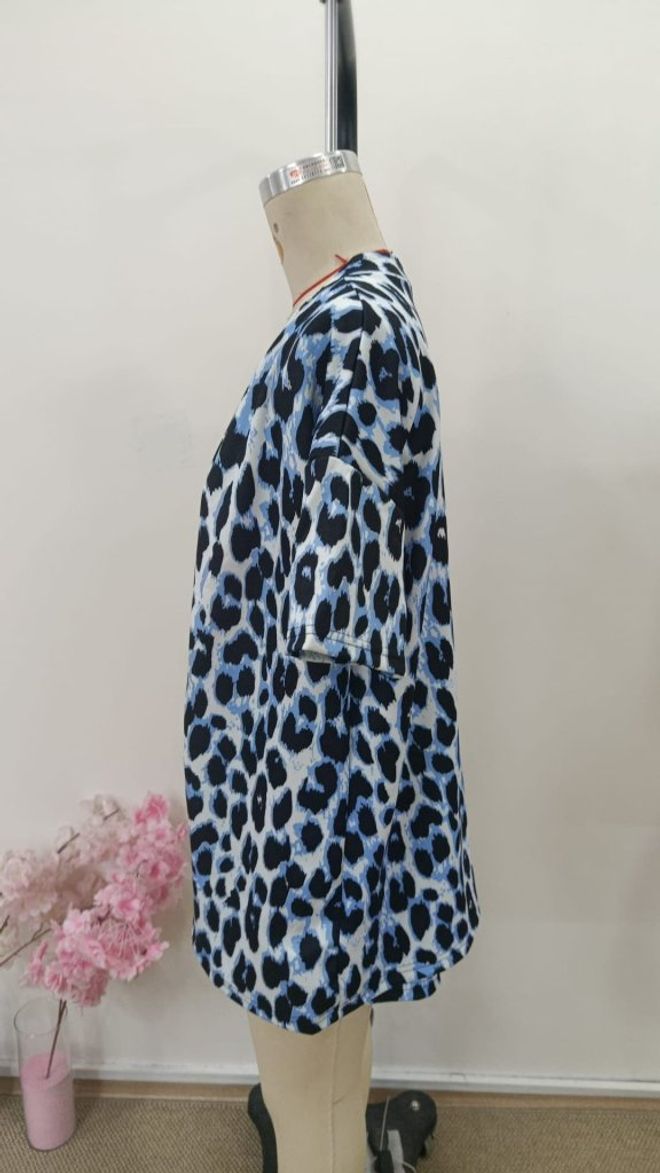 Janes Blue Casual Animal Print Half Sleeve Suit Wholesale Clothing Lounge