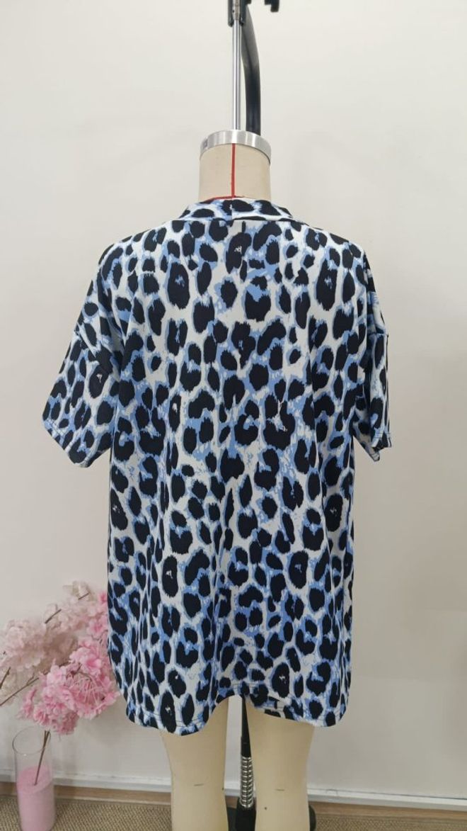 Janes Blue Casual Animal Print Half Sleeve Suit Wholesale Clothing Summer