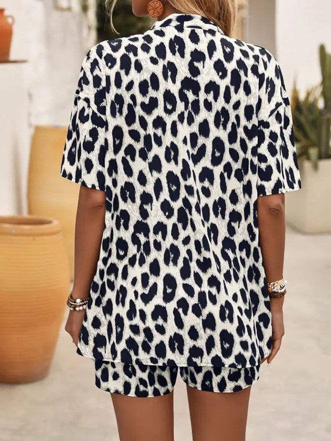 Janes White Casual Streetwear Set With Animal Print Wholesale Clothing Streetwear