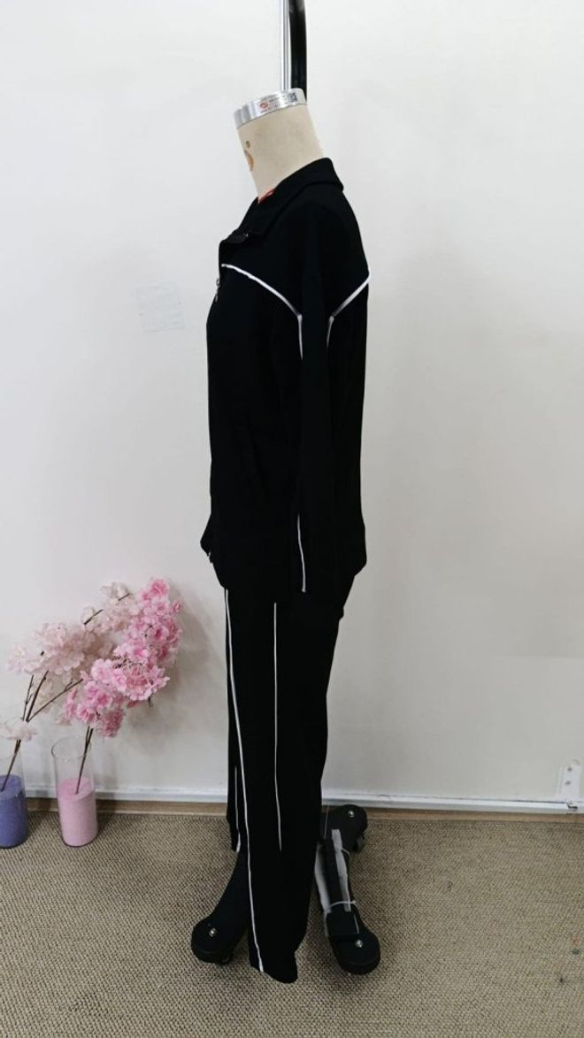 Janes Black Sport Casual Streetwear Suit Wholesale Clothing Spring