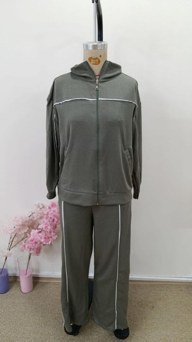 Janes Green Casual Sport Streetwear Set Wholesale Clothing Spring