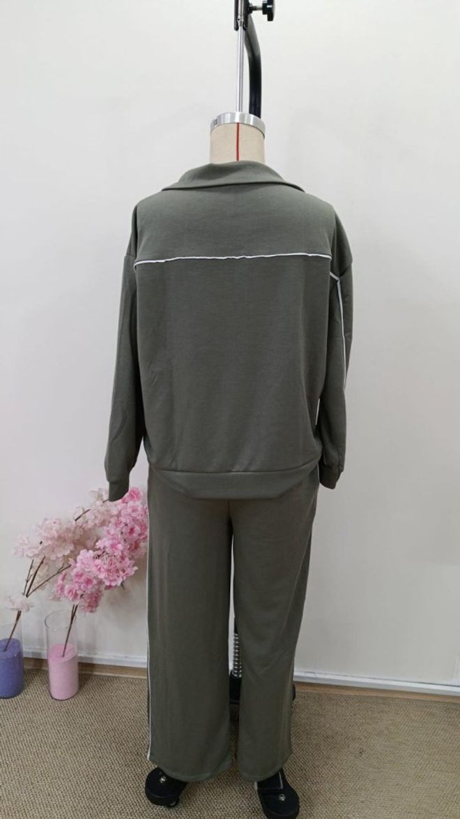 Janes Green Casual Sport Streetwear Set Wholesale Clothing 5