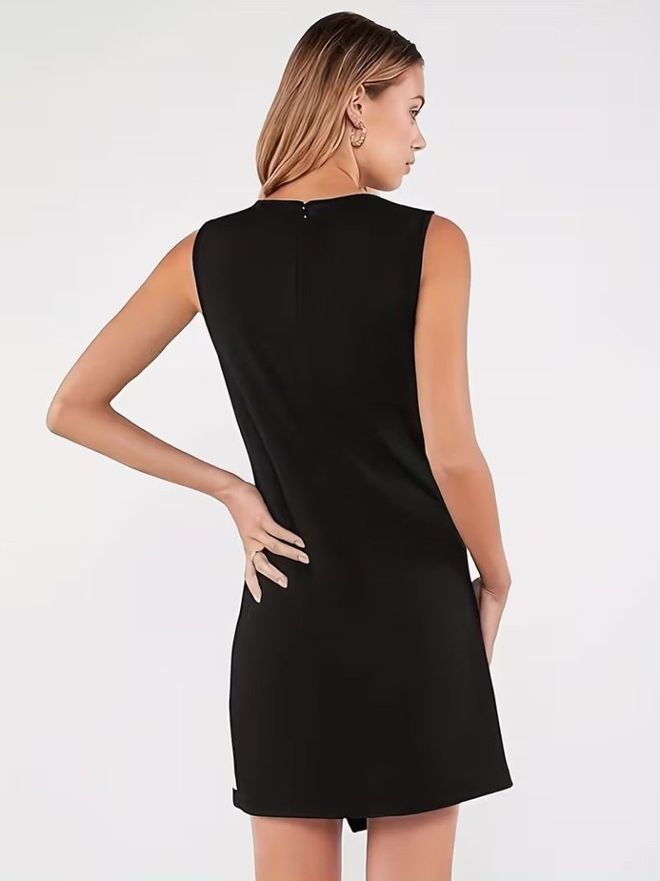 Janes Elegant Black Shift Dress With Cap Sleeves Wholesale Clothing Formal