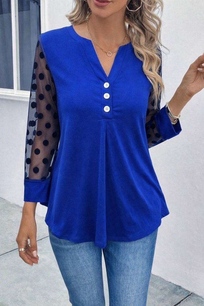 Janes Μπλε Casual Χαριτωμένη Κομψή Μπλούζα Χονδρικό εμπόριο ενδυμάτων Casual